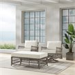 Crosley Furniture Thatcher 3-Piece Wicker Swivel Rocker and Ottoman Set in Cream