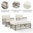 Crosley Furniture Thatcher 3-Piece Wicker Swivel Rocker and Ottoman Set in Cream