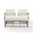 Crosley Furniture Thatcher 3-Piece Wicker Swivel Rocker and Ottoman Set in Cream
