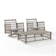 Crosley Furniture Thatcher 3-Piece Wicker Swivel Rocker and Ottoman Set in Cream