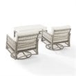 Crosley Furniture Thatcher 3-Piece Wicker Swivel Rocker and Ottoman Set in Cream