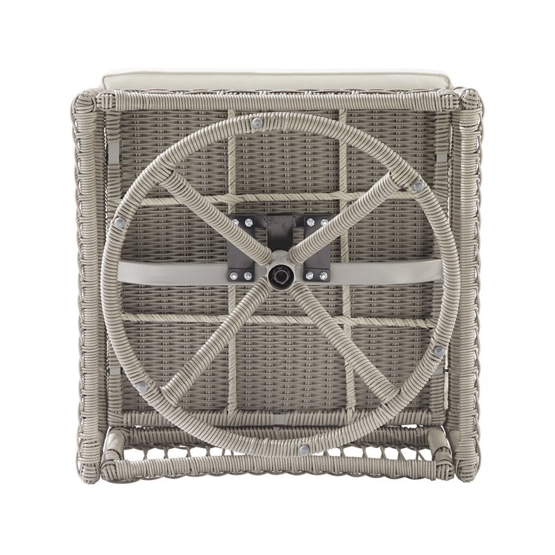 Crosley Furniture Thatcher 3-Piece Wicker Swivel Rocker and Ottoman Set in Cream