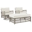 Crosley Furniture Thatcher 3-Piece Wicker Swivel Rocker and Ottoman Set in Cream