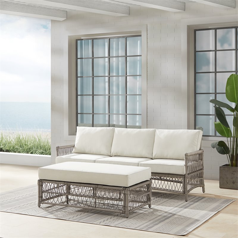 Crosley Furniture Thatcher 2Piece Fabric Outdoor Sofa Set in Cream