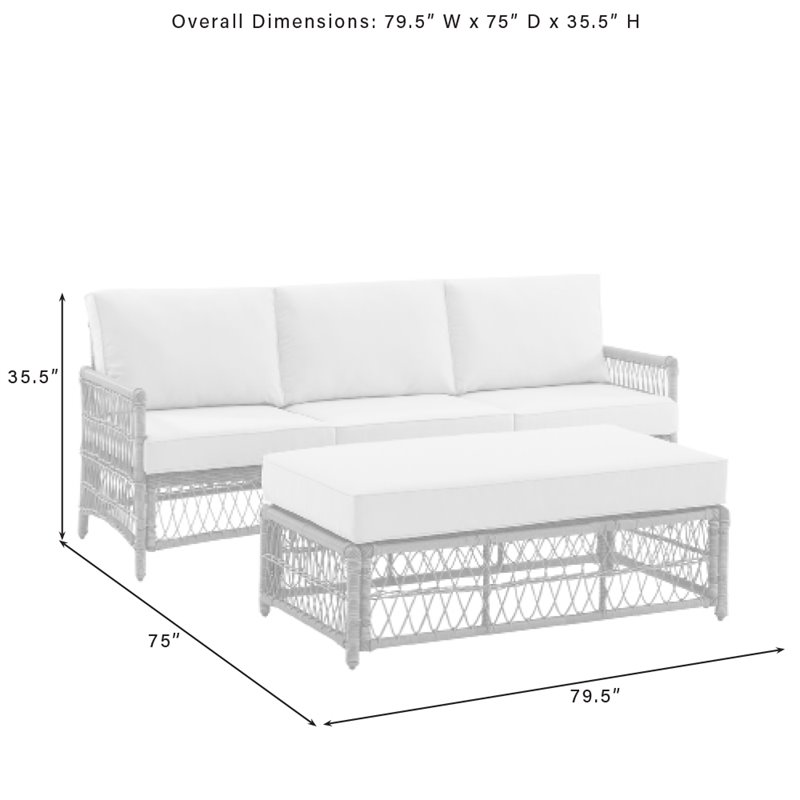 Crosley Furniture Thatcher 2-Piece Fabric Outdoor Sofa Set in Cream/Driftwood