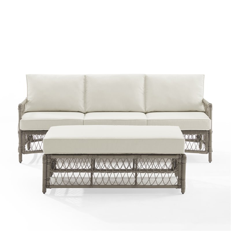 Crosley Furniture Thatcher 2-Piece Fabric Outdoor Sofa Set in Cream/Driftwood