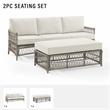 Crosley Furniture Thatcher 2-Piece Fabric Outdoor Sofa Set in Cream/Driftwood