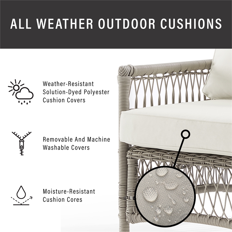 Crosley Furniture Thatcher 2-Piece Fabric Outdoor Sofa Set in Cream/Driftwood