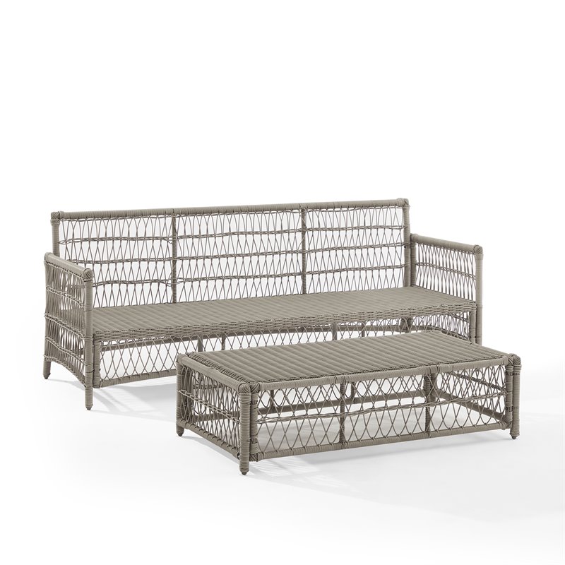 Crosley Furniture Thatcher 2-Piece Fabric Outdoor Sofa Set in Cream/Driftwood