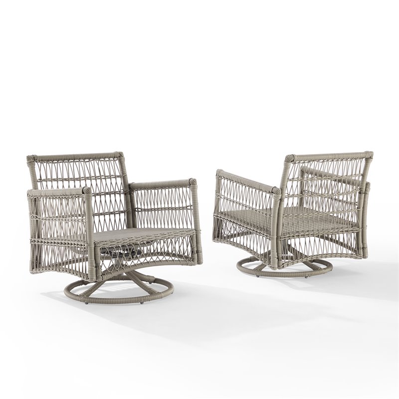 Crosley Furniture Thatcher Fabric Outdoor Swivel Rockers in Cream (Set of 2)