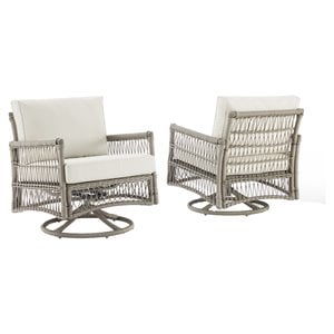crosley furniture thatcher fabric outdoor swivel rockers in cream (set of 2)