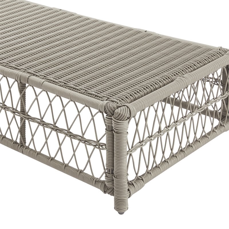 Crosley Furniture Thatcher Modern Fabric Outdoor Coffee Table in Cream/Driftwood