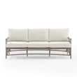 Crosley Furniture Thatcher Modern Fabric Outdoor Wicker Sofa in Cream/Driftwood