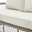 Crosley Furniture Thatcher Modern Fabric Outdoor Wicker Sofa in Cream/Driftwood