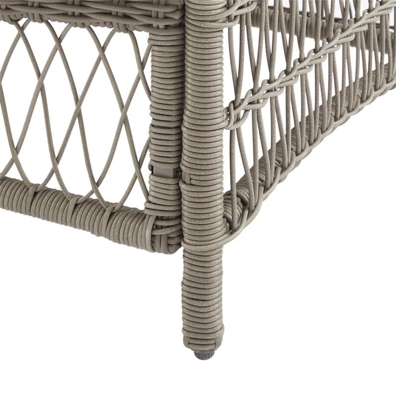 Crosley Furniture Thatcher Modern Fabric Outdoor Wicker Sofa in Cream/Driftwood