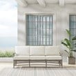 Crosley Furniture Thatcher Modern Fabric Outdoor Wicker Sofa in Cream/Driftwood