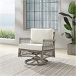 Crosley Furniture Thatcher Wicker/Steel Metal Patio Swivel Chair Creme/Driftwood