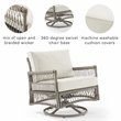 Crosley Furniture Thatcher Wicker/Steel Metal Patio Swivel Chair Creme/Driftwood