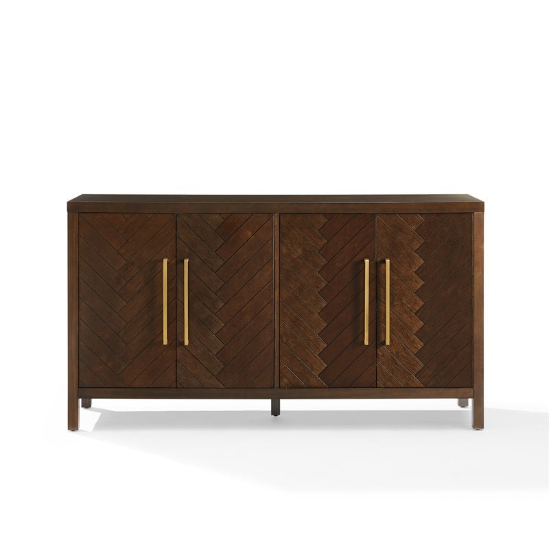Crosley Furniture Darcy 4-Door Modern Wood Sideboard in Dark Brown