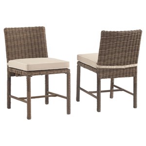 Crosley Furniture Bradenton 19.75&quot Fabric Dining Chair in Sand/Brown (Set of 2)