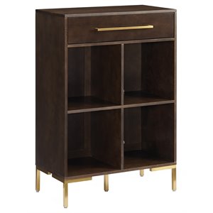crosley furniture juno 4-shelf modern wood storage bookcase in dark brown