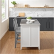 Crosley Furniture Silvia 3-Piece Wood Kitchen Island with X-Back Stools in White