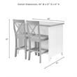 Crosley Furniture Silvia 3-Piece Wood Kitchen Island with X-Back Stools in White