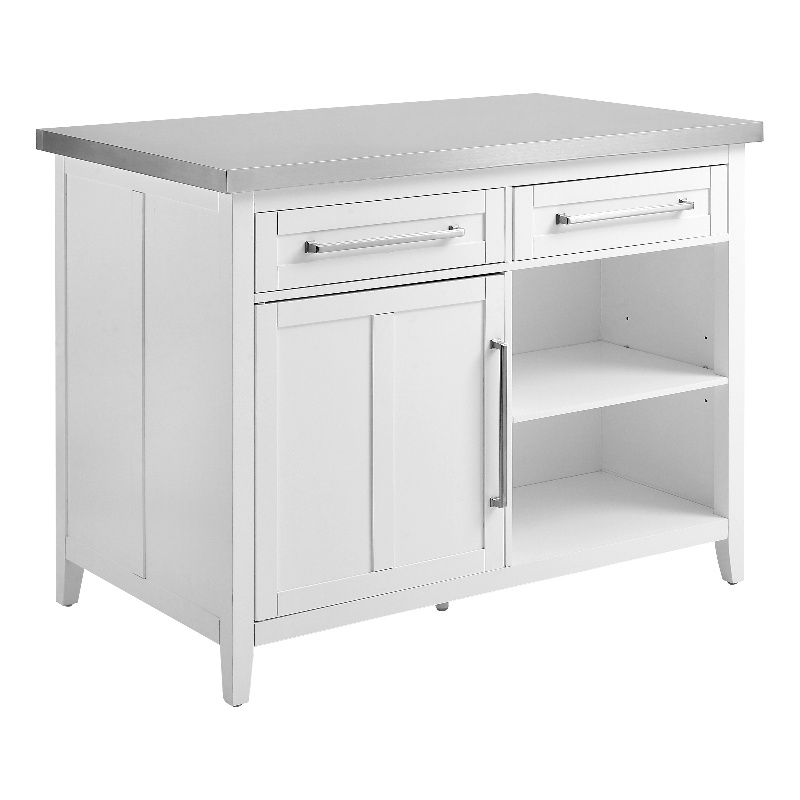 Crosley Furniture Silvia 2Drawer Traditional Wood Kitchen Island in White/Gray