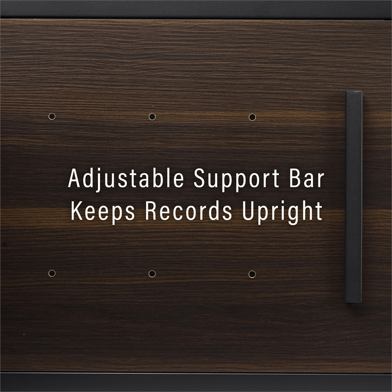 Crosley Furniture Provo Modern Wood Record Storage Console in Black/Brown