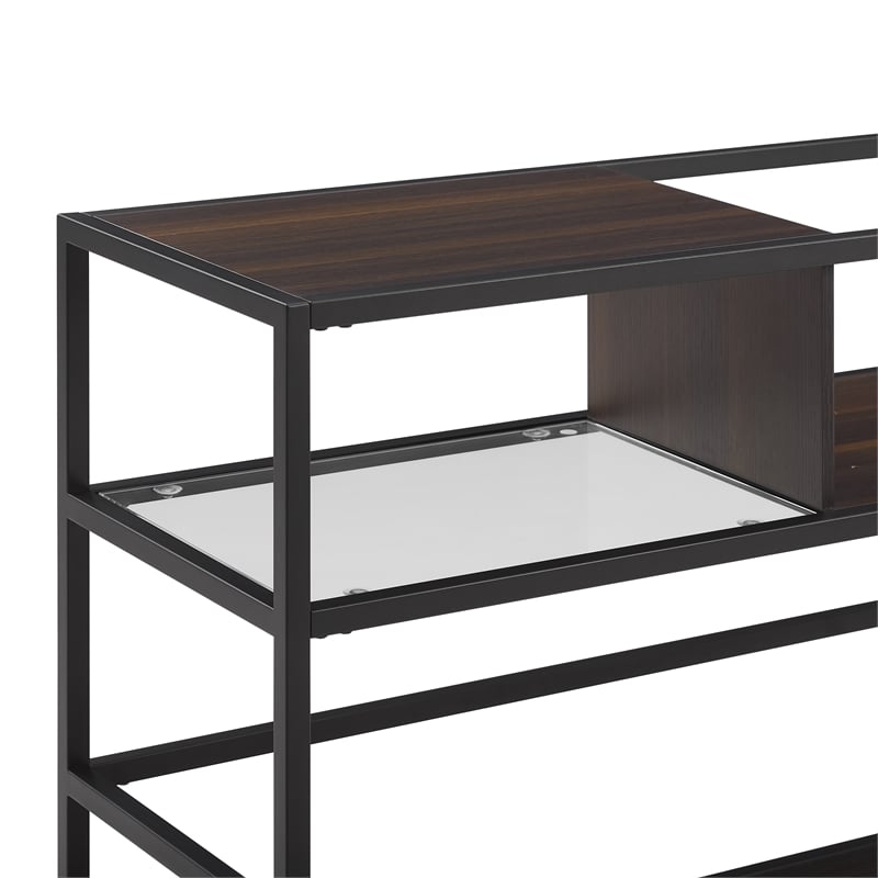 Crosley Furniture Provo Modern Wood Record Storage Console in Black/Brown