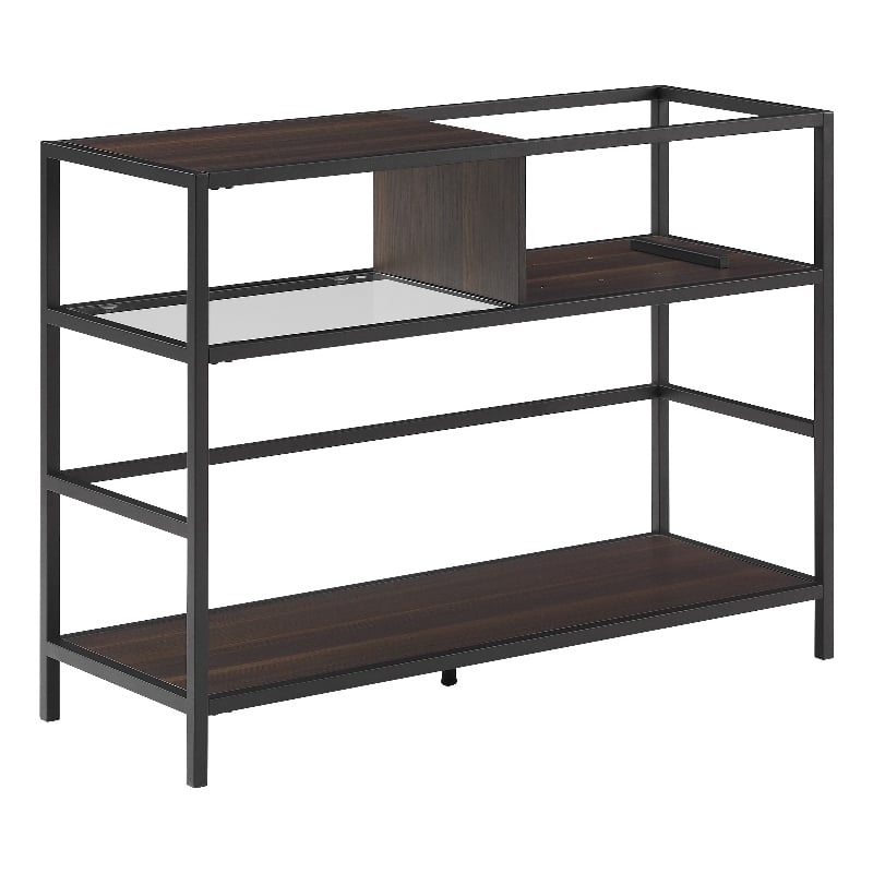 Crosley Furniture Provo Modern Wood Record Storage Console in Black/Brown