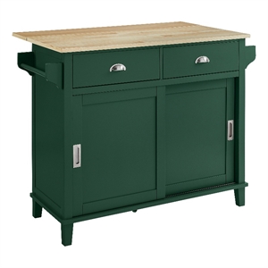 crosley furniture cora drop leaf traditional wood kitchen island in emerald