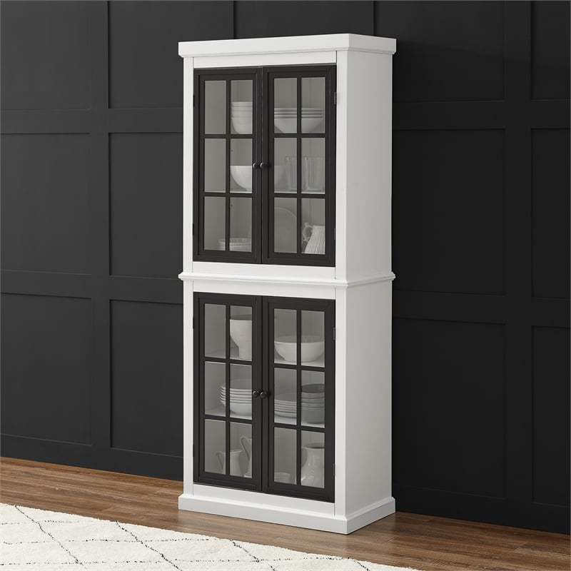 Crosley Furniture Cecily 4-Door Modern Wood Tall Storage Pantry in White
