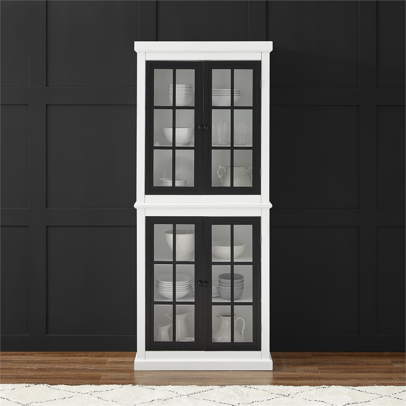 Crosley Furniture Cecily 4-Door Modern Wood Tall Storage Pantry in White
