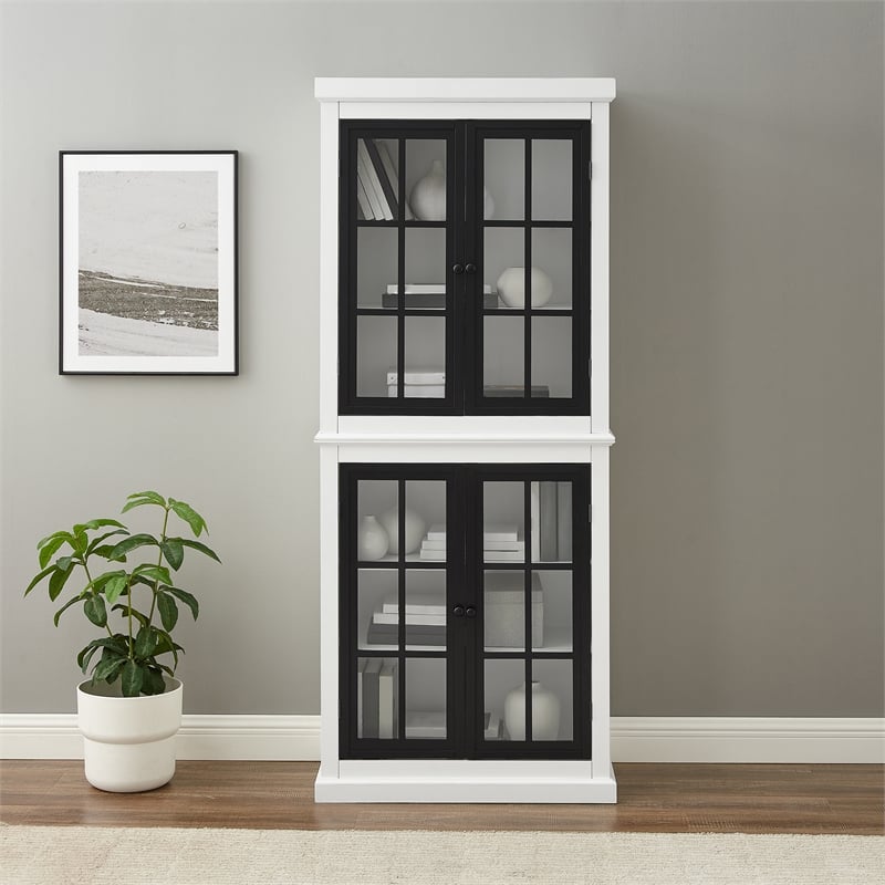 Crosley Furniture Cecily 4-Door Modern Wood Tall Storage Pantry in White