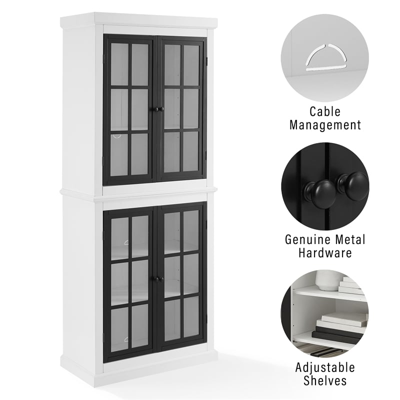 Crosley Furniture Cecily 4-Door Modern Wood Tall Storage Pantry in White