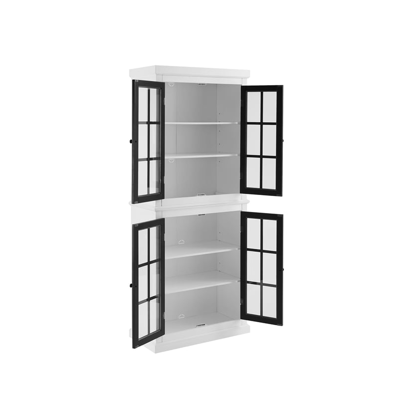 Crosley Furniture Cecily 4-Door Modern Wood Tall Storage Pantry in White