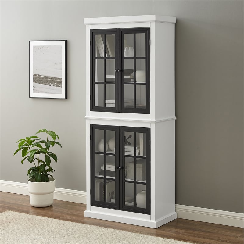 Crosley Furniture Cecily 4-Door Modern Wood Tall Storage Pantry in White