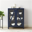 Crosley Furniture Cassai Wood/Tempered Glass Stackable Storage Pantry in Navy