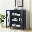 Crosley Furniture Cassai Wood/Tempered Glass Stackable Storage Pantry in Navy