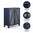 Crosley Furniture Cassai Wood/Tempered Glass Stackable Storage Pantry in Navy