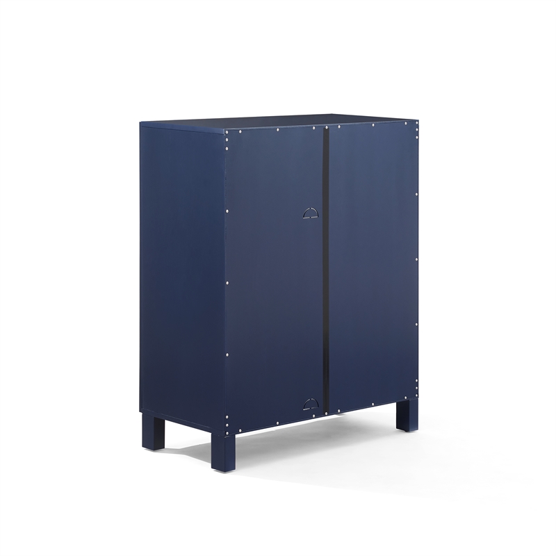 Crosley Furniture Cassai Wood/Tempered Glass Stackable Storage Pantry in Navy