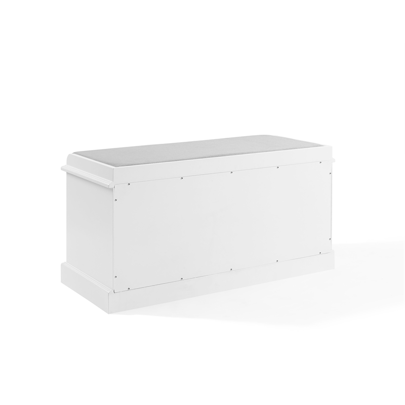 Crosley Furniture Ellison Coastal MDF Wood and Fabric Storage Bench - White/Gray