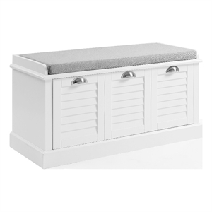 Crosley Furniture Ellison Coastal MDF Wood and Fabric Storage Bench - White/Gray