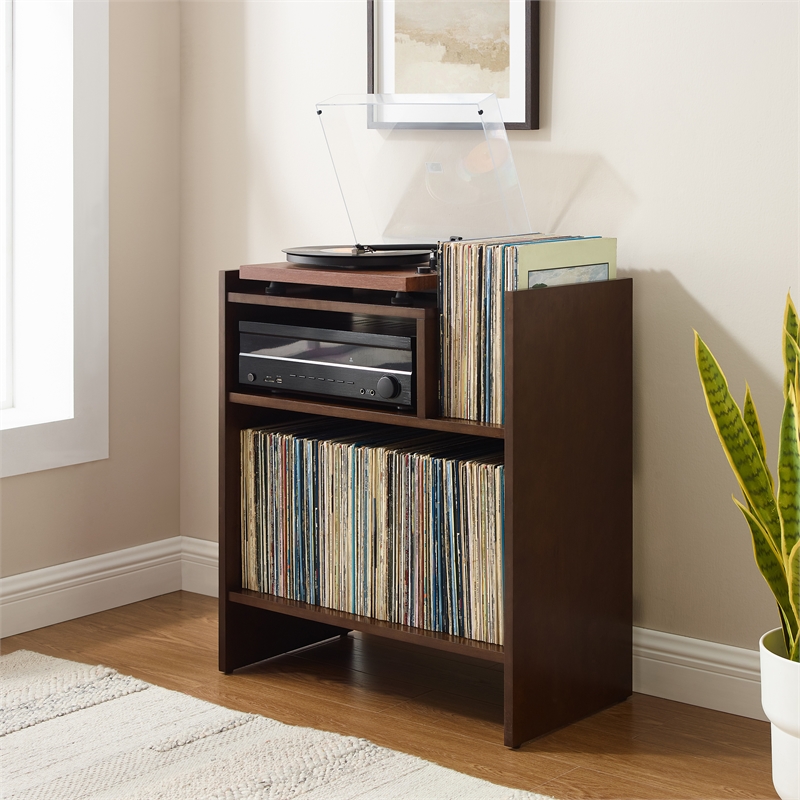Crosley Furniture Portland Modern MDF Wood Turntable Stand in Dark Brown