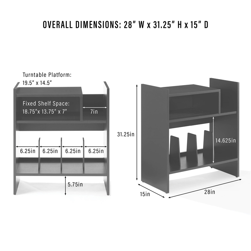 Crosley Furniture Portland Modern MDF Wood Turntable Stand in Dark Brown