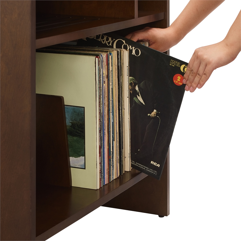 Crosley Furniture Portland Modern MDF Wood Turntable Stand in Dark Brown