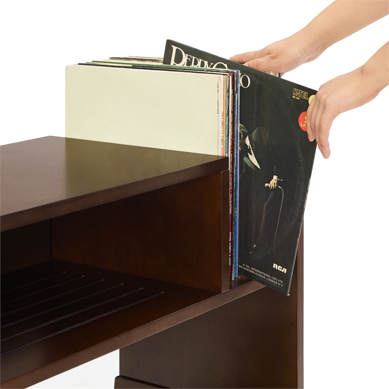 Crosley Furniture Portland Modern MDF Wood Turntable Stand in Dark Brown