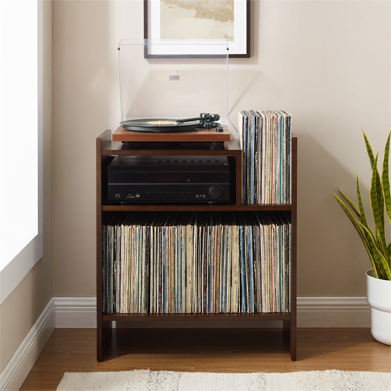 Crosley Furniture Portland Modern MDF Wood Turntable Stand in Dark Brown