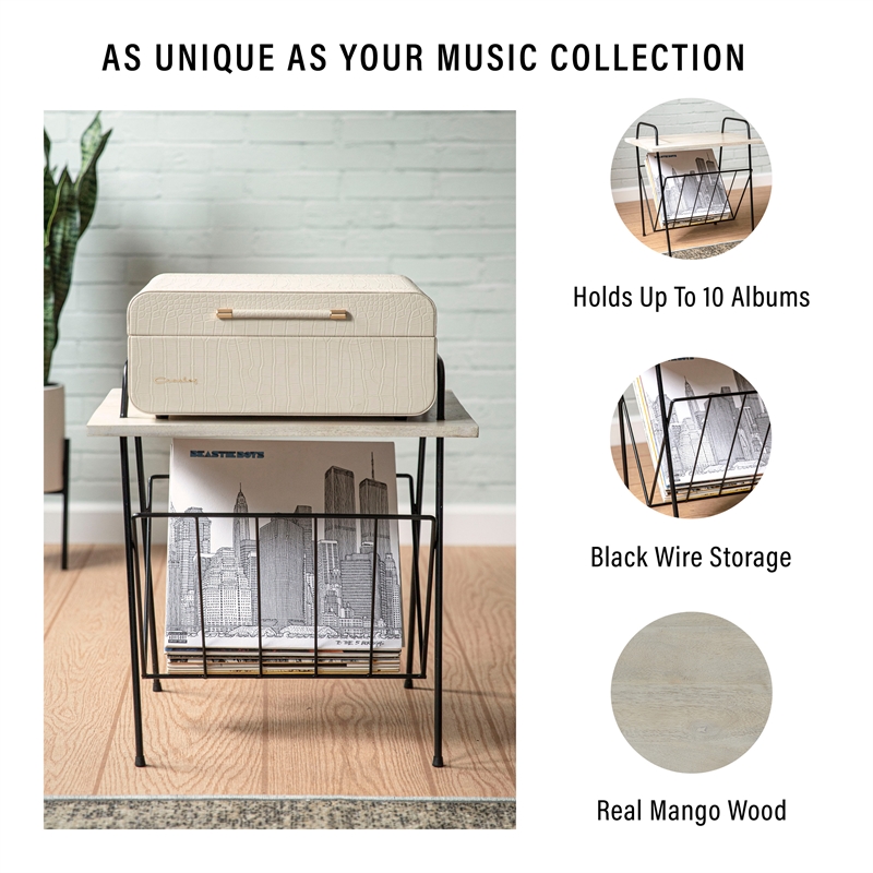 Crosley Furniture Wiltshire Modern Wood and Metal Turntable Stand in Natural